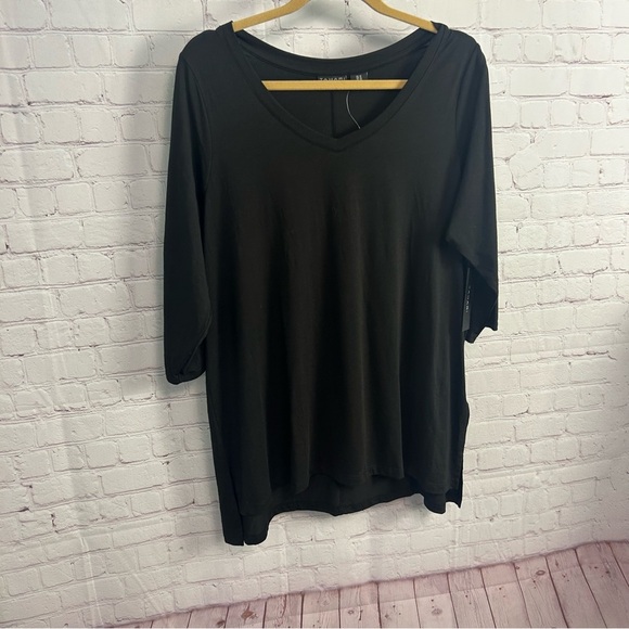 Tahari New My Perfect Shap V neck pima cotton top size 1X plus gothic chic - Picture 7 of 8